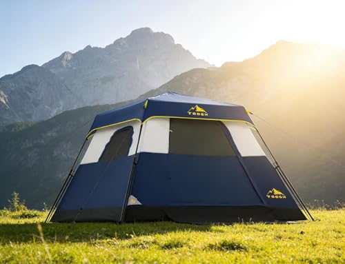 Toogh 3/4 Person Camping Tent with 1 Door, 4 Windows, and Upgraded Ventilation– Instant Setup, Waterproof, 8'x 8'x 67''Oxford Fabric Floor Pop Up in 60 Seconds Includes Rainfly and Backpack by Toogh - Image 4