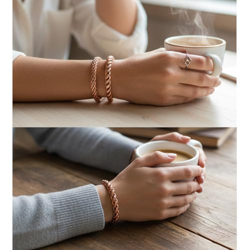 Image of Touchstone copper bracelets | gift for men women |adjustable 100% pure solid real magnetic jewelry | handmade bracelet set combo | rope braided tibetan bangles.