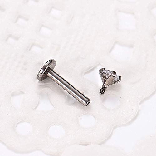 Gagabody Forward Helix Earring 2/3/4Mm Cubic Zirconia 3Pcs G23 Titanium 16G 8Mm Internally Threaded Labret Cartilage Tragus Monroe Lip Studs Piercing #TOP3