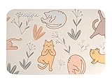 SooDbrea Mini Yoga Mat with Playful Cat Design, Yoga Knee Pads,Double-Sided Non-Slip, Meditation,Exercise Mat for Women&family use,White