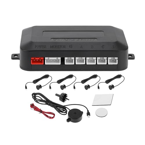 Motoforti Universal Car Auto Vehicle Reverse Backup Radar System Reverse Parking Sensors Alarm Buzzer Reminder Distance Detection Black 4 Parking Sensors