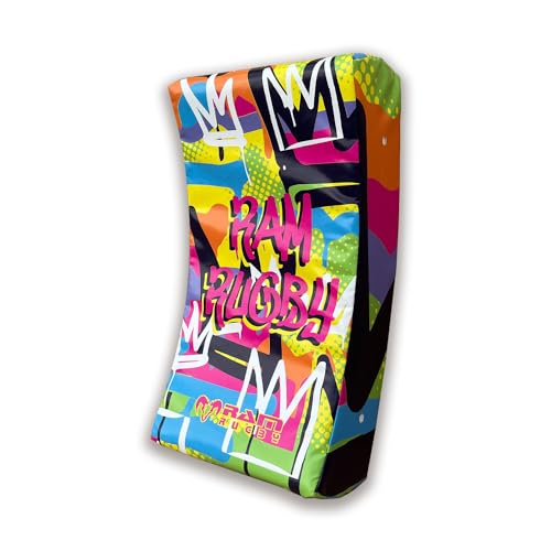 Ram Rugby Graffiti Curve Hit Shield - Contact Pad - Tackle Shield – Club Quality - UK Made for Durability – Medium - Essential Rugby Training Equipment – Great