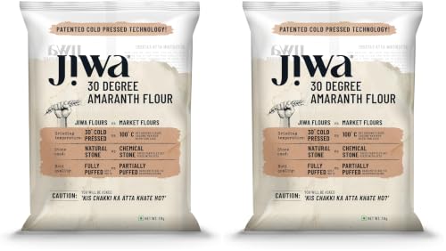 Image of Jiwa 30 Degree Amaranth Flour | 1 Kg | Patented Cold Pressed | Slow Ground | Puffed Soft Rotis | Rajgira Atta | Upwas, Farali, Vrat (Pack of 2)