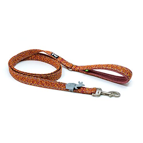 Hurtta Razzle-Dazzle Grip Leash - Guinzaglio per cani con impugnatura imbottita, 100% poliestere riciclato con strisce in gomma, 180 x 25 mm, colore: Rosso
