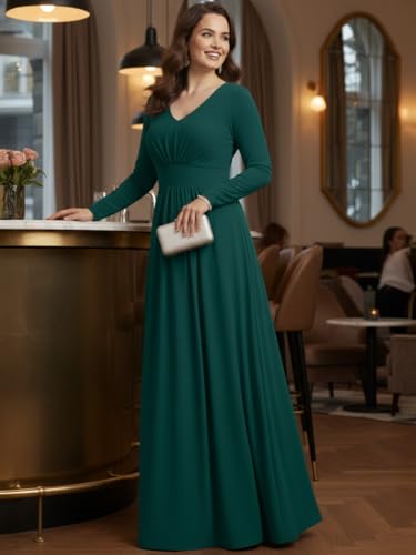 Image of KOH KOH Womens Long Sleeve Flowy Empire Waist Fall Pleated Maxi Dress