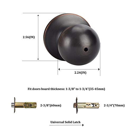Newbang Bed/Bath Room Door Knob For Privacy Bathroom And Interior Door Round Door Lock Handle In Aged Bronze, 5763-Orb-Bk-1P #TOP2