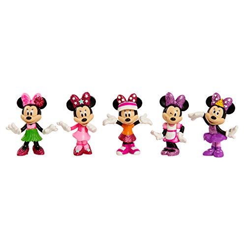 Disney Junior Minnie Mouse 3 Inch Tall Collectible Figure Set, 5 Piece Set Includes Tennis, Hula, Candy Maker, Popstar, And Ballerina Outfits, By Just Play #TOP2