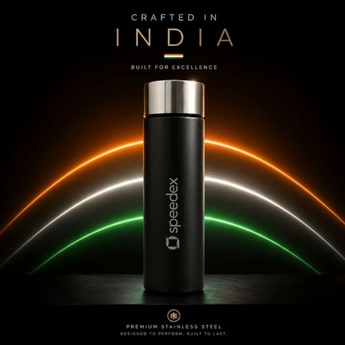 Image of Speedex Black Stainless Steel Water Bottle 1 Litre Set of 4 | Single Wall Water Bottles | BIS Approved Reusable Bottles for Kids & Adults | School, Office, Gym & Travel