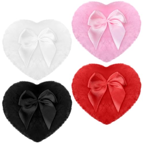 Oruola 4 Pcs Dusting Puff,Heart Dust Puff,Soft Powder with Puffs for Body Powders,Washable Reusable for Wet Dry Makeup Tool for Baby & Kid & Adult