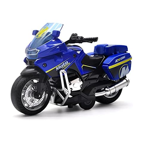 CYYSFIVQZ Toy Motorcycle Model - Pull Back Vehicles with Sounds and Lights, Motorcycle Toys for Kids 3-9, for Youngsters who are into Collectible Scaled Cars and Motorcycles (Blue) Cover