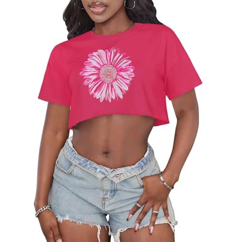 Crop Tops for Women Casual Short Sleeve T Shirts Summer Basic Top Crew Neck Oversized Cropped Tees 2026