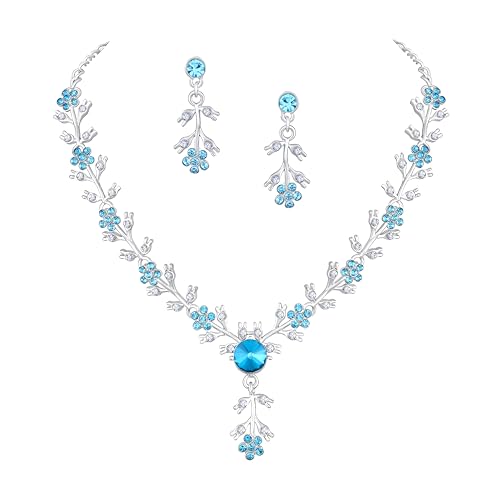 Image of Atasi International American Diamond Style Silver Plated Necklace with Earrings Jewellery Set for Women - Perfect for Party, Wedding, and Engagement