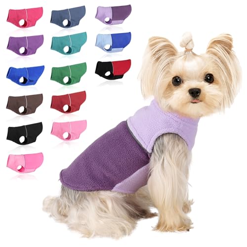 Image of Dog Clothes for Small Dogs Fleece Vest Dog Sweater Boy Girl, Warm Pullover Fleece Doggie Jacket, Winter Pet Ourfit Chihuahua Sweater - Yorkie Clothes (Double Purple, X-Small)