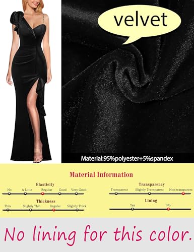 Image of VFSHOW Womens Formal Prom Elegant Ruffle One Shoulder Beaded Strap Ruched Slit Maxi Dress Wedding Evening Long Gown