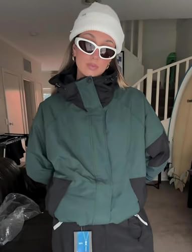Image of GSOU SNOW Mens Womens Baggy Snowboard Jacket Ski Jacket 20K Waterproof | Snow Shell Jacket Retro, 15K Breathable, Windproof, Arm Vents, Powder Skirt, 5 Pockets, Color Block, Non-insulated, Loose Fit