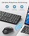 OMOTON Tastatur Maus Set Kabellos, Funktastatur und Maus 2,4 GHz in Voller Größe, QWERTZ Deutsches Layout Kabellose Tastatur mit Maus für Windows 11/10/8/7, Desktop, PC, Laptop (Batterien), Schwarz