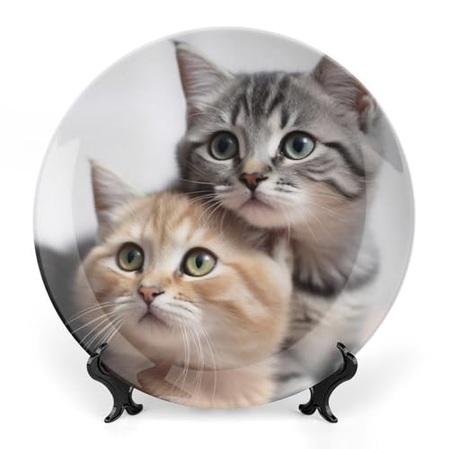 Plato decorativo Cats Bone China estilo chino 6 pulgadas miniatura 1