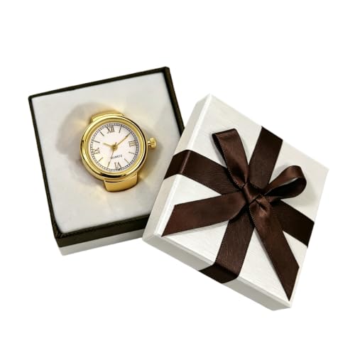 Image of JewelryWe Finger Watch for Women - Stretchy Elastic Band Round Simple Dial Quartz Ring Watches for Daily and Office