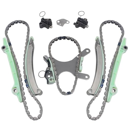 GDO Engine Timing Chain Kit 9-0393SX TKMI047L fits for 2005 2006 Je.p Commander Grand Cherokee 4.7L V8 2002-2008 Dodge Dakota Durango Ram 1500 TK1101 Timing Chain Set Tensioner Sprocket