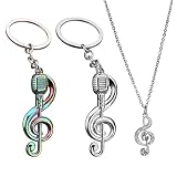2 Porte Clés en Forme De Note, 1 Collier, Forme De Symbole Musical Créatif, Cadeaux De Personnalité Uniques, Mélomane, Simple Et Polyvalent.