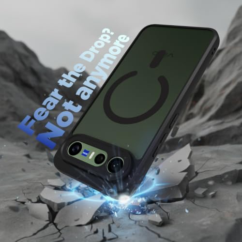 Image of RIGGEAR Shockproof Sleek Hybrid Armor Back Cover Case Compatible with MagSafe Accessories for Vivo X300 FE 5G (Smoke Black Matte PC + Black TPU Bumper)