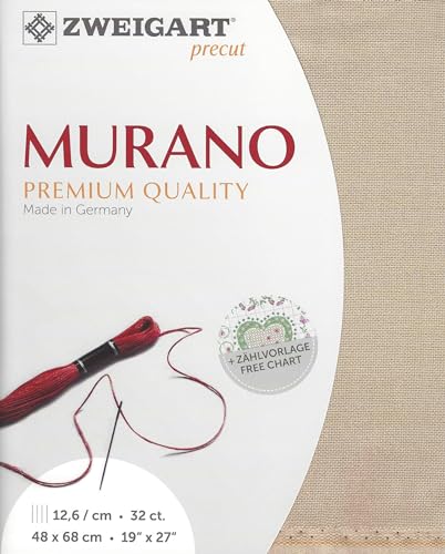 Image of Wizardi Murano 32 Count Beige 3984 /306. Needlework Canvas, Cross-Stitch Fabric, Embroidery Cloth, Needlepoint Canvas. 52% Cotton and 48% Viscose. Precut Zweigart