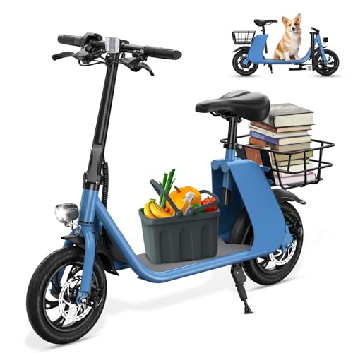 SEHOMY Upgrade Blue Adult Electric Scooter with Seat