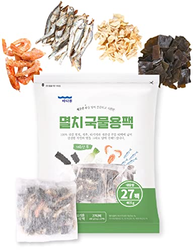 Jeju Island Radish, Korean Dried Seafood Mixed Dashi Pack (15g×27 Packs), 제주 무 다시팩