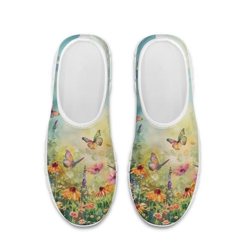 Image of Hummingbird Floral Print Lightweight Walking Shoes for Women Mesh Casual Sneakers Size 5-10.5