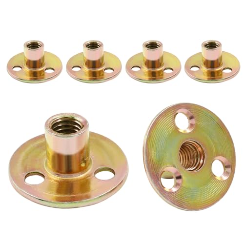 hordion 12pcs 3834-16 carbon steel t nuts round base plate nut furniture hardware flange insert female thread