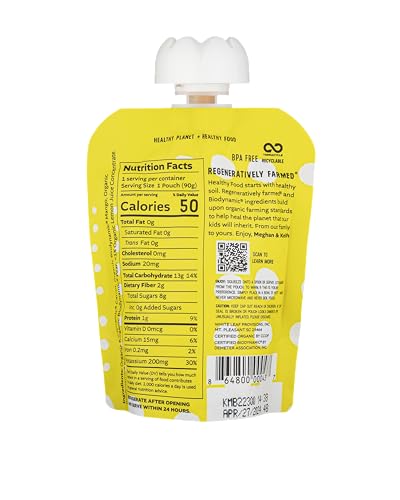 white leaf provisions organic purees  baby food pouches - fruits veggies amp grains toddler snack regeneratively farmed no added sugar non-gmo bpa-free pouches 317 oz pack of 24 mango  carrot  banana  pear