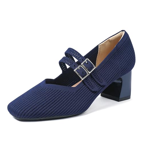 Chaussures en tricot femme HROYL à petit talon aiguille pointu pour une marche élégante en robe