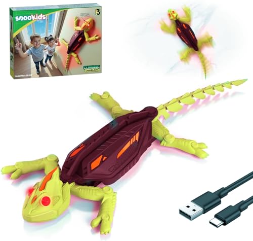 snookids Transport Gecko Wandflitzer, Roboter Kinder Ferngesteuerter Gecko, Wänden Decken Entlang Krabbelt, Leuchtenden LED-Augen, Realistische Bewegungen, Weihnachten Jungen Mädchen