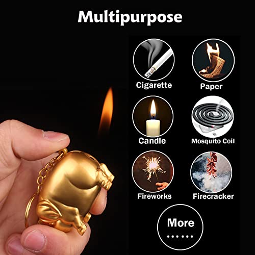 Encendedor creativo de llama soplete cerdo dorado portátil miniatura 2