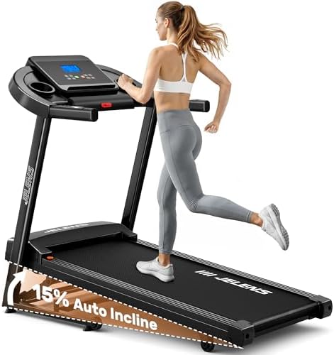 Treadmill for Home with 0-15% Auto Incline, Foldable Walking Pad Treadmill with 330LBS Weight Capacity and Pulse Sensors, 3.0HP Quiet Walking Pad with App and LCD Display