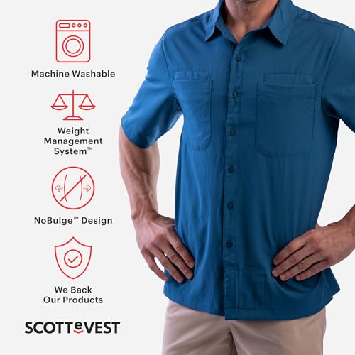 SCOTTeVEST Beachcomber Shirt for Men - 7 Hidden Pockets - Lightweight Casual Button Down T-Shirt for Travel & More2