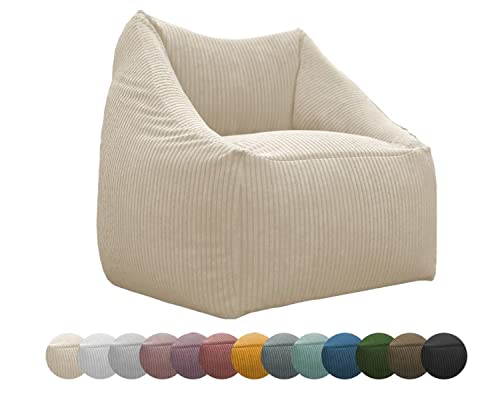 chilly pilley Pouf Fauteuil Mini Coussin De Siège Coussin De Sol avec Dossier Fauteuil pour Enfants Intérieur Et Extérieur Différentes Couleurs (Crème)