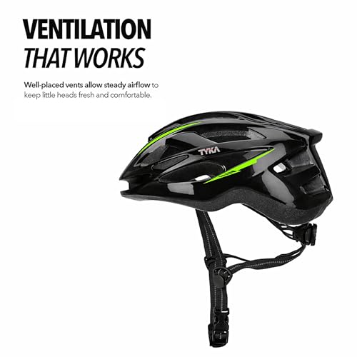 Image of Tyka Cycle Helmet | Adjustable Protective Helmet for Cycling, Skating & Scootering | Lightweight Breathable Multi-Sport Helmet with Safety Padding for Boys & Girls (Green, M)