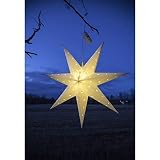 Kamaca Großer leuchtender LED Stern Outdoor LED Außenstern 60 cm Durchmesser Bright Shining Star mit 12 warm White LED mit Timer Advent Winter Weihnachten (Weiss)
