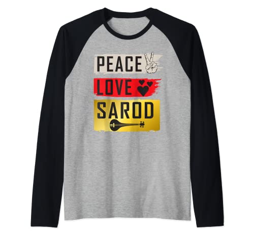 Peace Love Sarod Musical Instrument Sarod Music Players Raglan Baseball Tee #TOP6