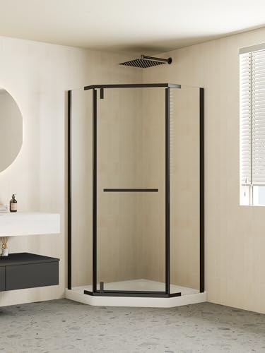 36" Neo-Angle Shower Door, Semi-Frameless Pivot Corner Shower Enclosure, 1/4"