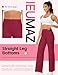 Ieumaz Women Straight Leggings Bottoms High Waist Gym Workout Leggings Stretch Casual Wide Leg Yoga Pants Ruby Red