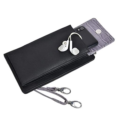 Image of URBAN FOREST Ruby Grey /Black Leather Sling Wallet for Women
