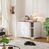 IDEALHOUSE Cat Litter Enclosure for Placing Litter Robot 3/4,Power Outlet and Dog-Proof Shelf for Litter Robot Cabinet,Litter Collector for Automatic Litter Box Enclosure