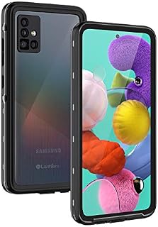 Lanhiem Galaxy A51 Case, IP68 Certified Waterproof Shockproof Dustproof Full Body Sealed Underwater Protective Cover with Built-in Screen Protector Case for Samsung Galaxy A51 (Black)