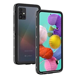 Lanhiem for Samsung Galaxy A51 Case, IP68 Waterproof Dustproof with Built-in Screen Protector, Heavy Duty Full Body Protective Phone Case for Galaxy A51 4G, Black