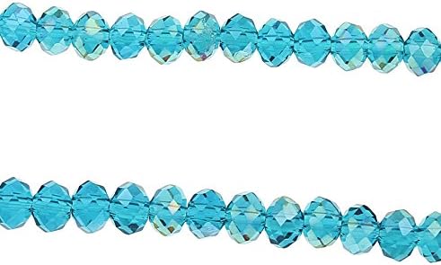 Czech Crystal Glass Beads, CZ Bohemian Faceted Rondelle Glass Beads, 4/6/8/10 mm, Choice of Colours (Light Blue AB, 6x4 mm)