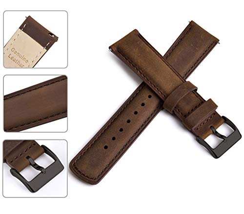 image for Ritche Genuine 18mm Leather Watch Band Classic Vintage Quick Release L