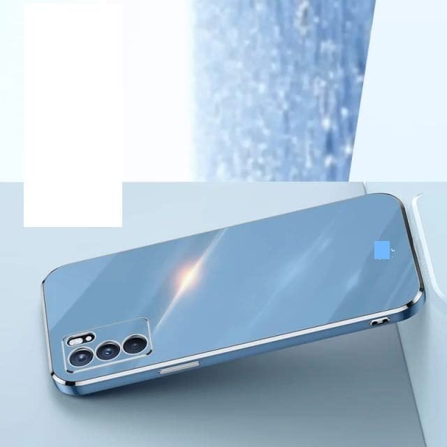 Image of Apurb Store for Oppo Reno 6 (5G) Plating Square Gold Frame Phone Case Luxury Soft Silicone Back Cover (for Oppo Reno 6 (5G), Blue)