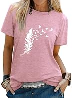 Material: Cotton Blend. Soft and Comfortable. Features: Round Neck, Short Sleeve, Feather Birds Graphic Print, Regular Fit, Casual Style. Occasion: Great choice for you to wear in Spring, Summer, Autumn, Winter, daily wear, home, office, school, beac...